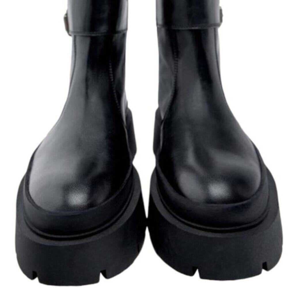 Zara Buckled Moto Goth Streetwear Lug SOLE Contemporary‎ Boots Size 37 US 6.5 - Picture 5 of 16